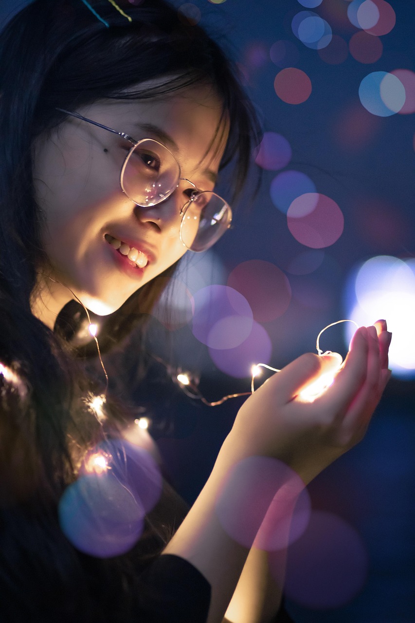 girl, led, portrait, women, beautiful